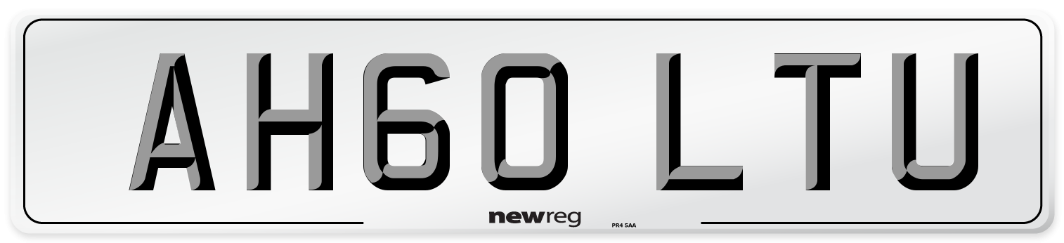 AH60 LTU Number Plate from New Reg